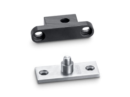 Floor-mounted pivot bearing patch fittings with round-bolt spindle 