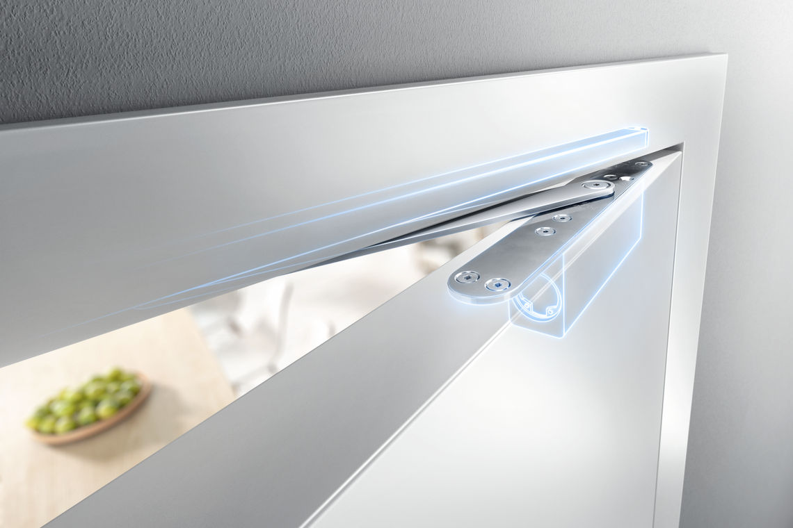 Convenience for room doors: the GEZE ActiveStop door damper softly stops room doors, and closes them quietly or keeps them open. The doors stop themselves, perfect for when you don't have a free hand.